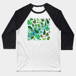 Realistic Green Leaves Pattern Baseball T-Shirt